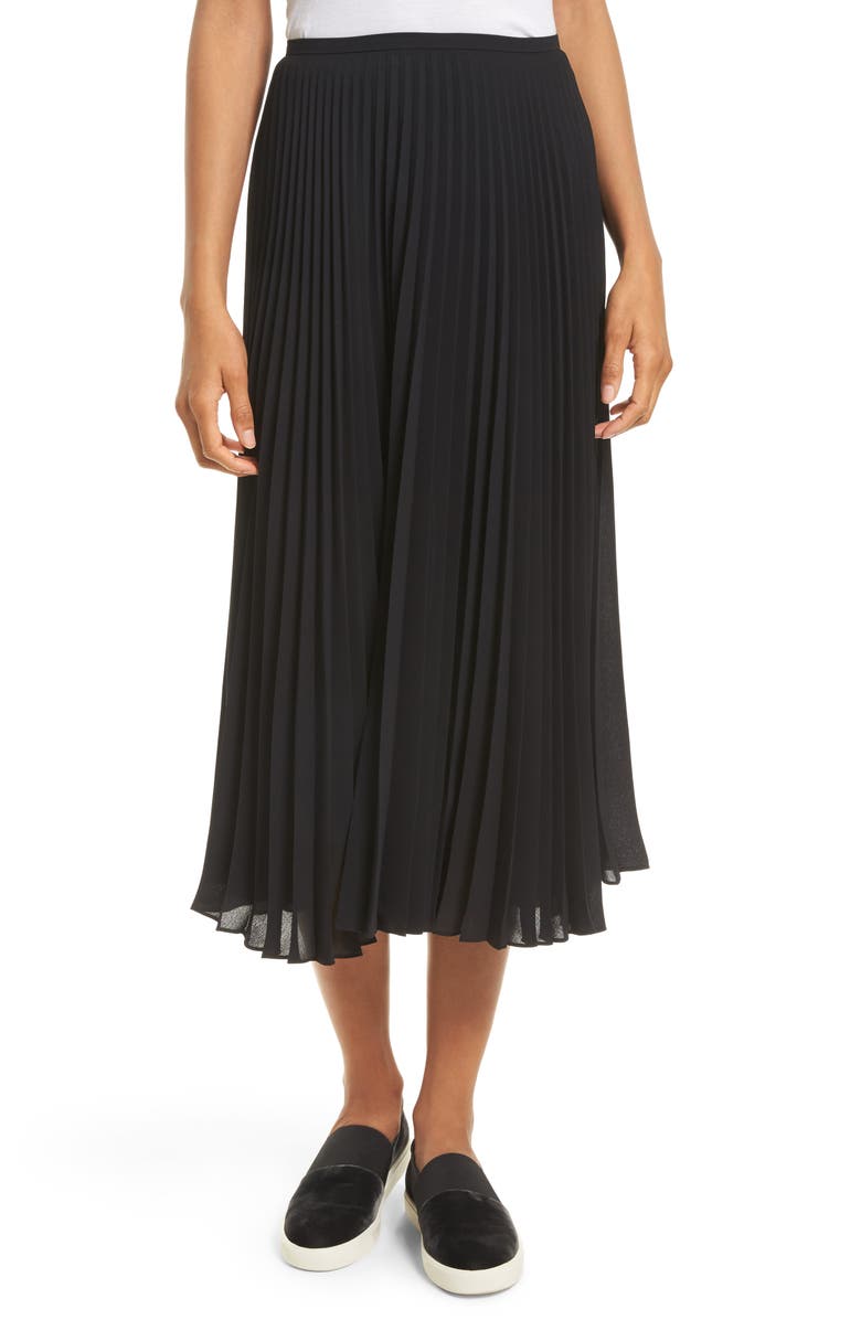 Vince Pleated Chiffon Midi Skirt, Main, color,
