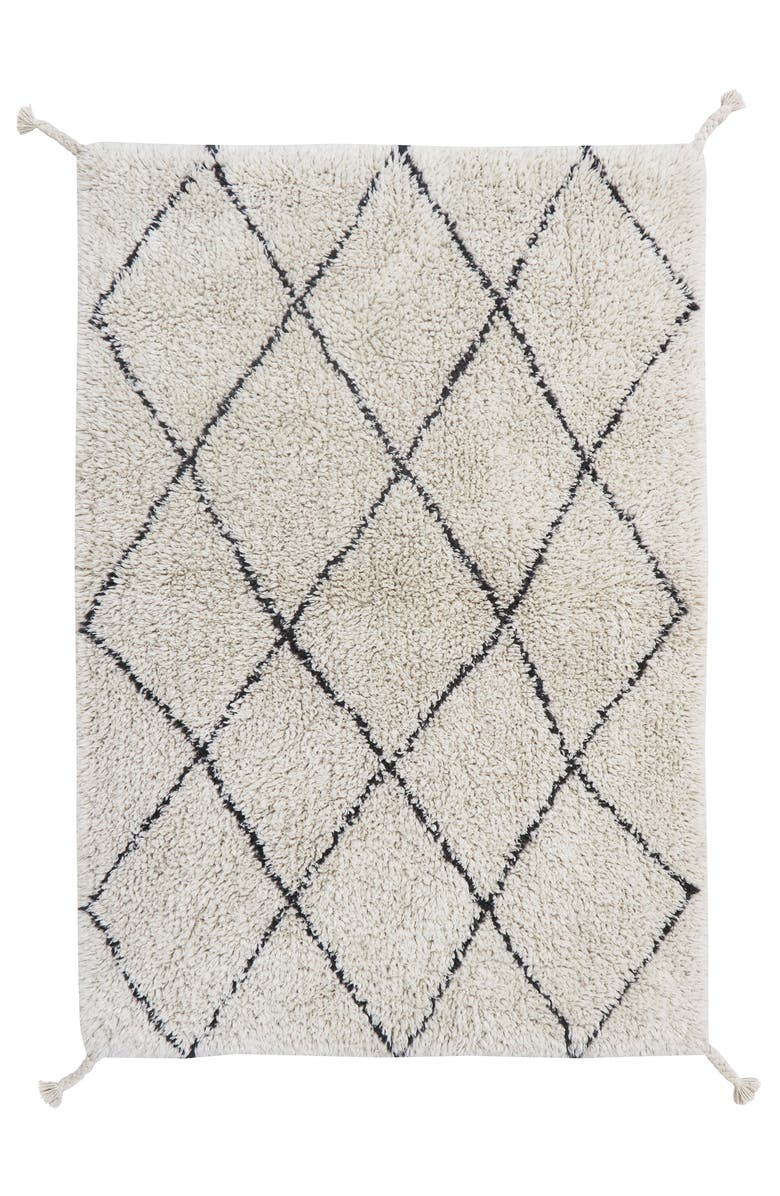 Lorena Canals Mini Bereber Washable Cotton Blend Rug, Main, color, Natural Black