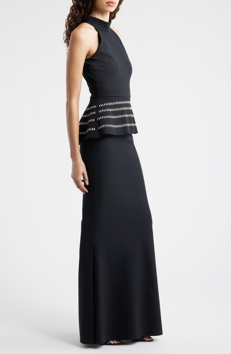 Chiara Boni La Petite Robe Imera Peplum Mermaid Gown, Alternate, color, Black