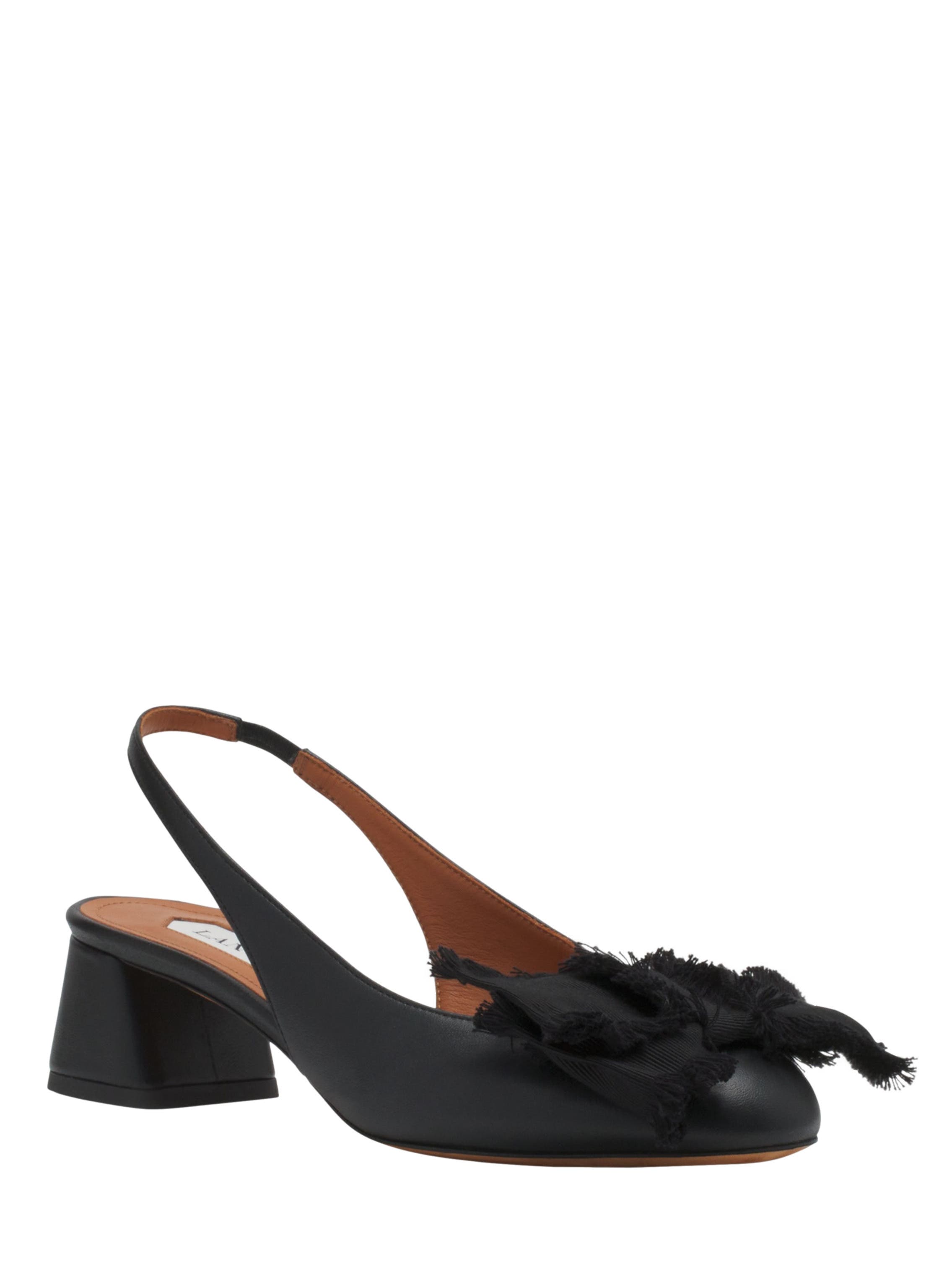 Lanvin Leather Heeled Slingback Ballerina, Alternate, color, Black