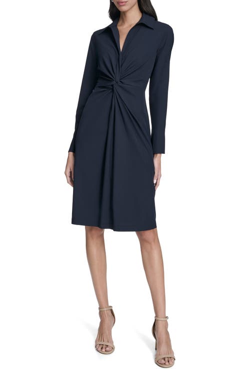 Front Twist Long Sleeve Sheath Dress