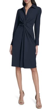 Calvin Klein Front Twist Long Sleeve Sheath Dress