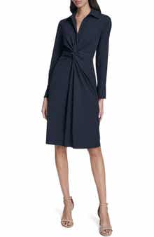 Calvin Klein Front Twist Long Sleeve Sheath Dress