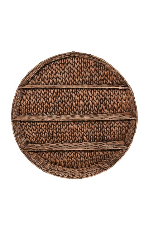 Annulus 3-Shelf Circular Handwoven Hyacinth Wall Rack