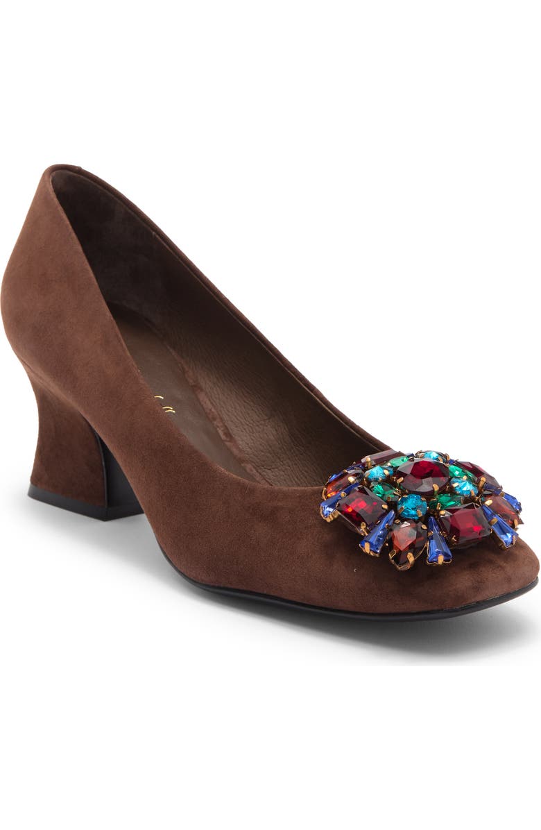 Jeffrey Campbell Panem Crystal Embellished Pump, Main, color, Brown Suede Multi