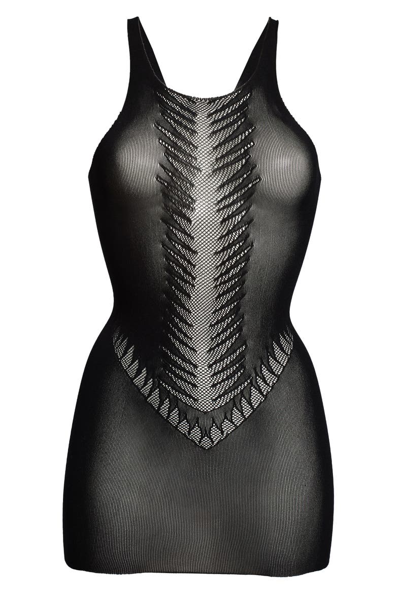 Mesh Hosiery Chemise, Alternate, color, BLACK