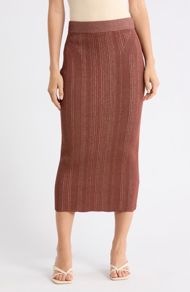 BOSS Freedah Rib Maxi Skirt, Main, color, Brown