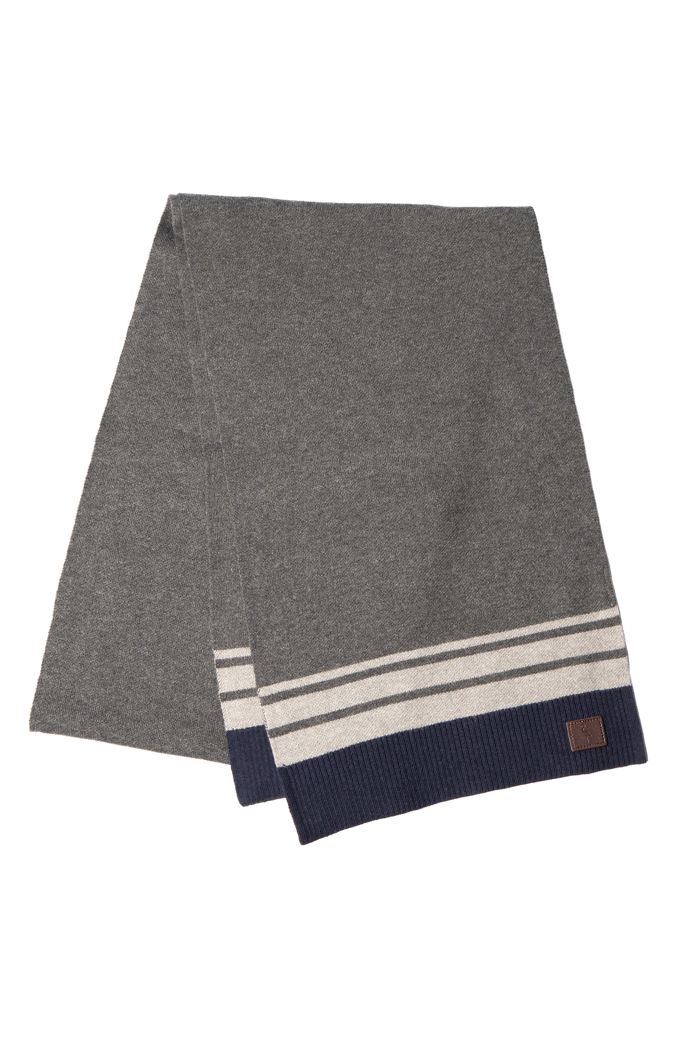 Cotton Blend Striped Scarf