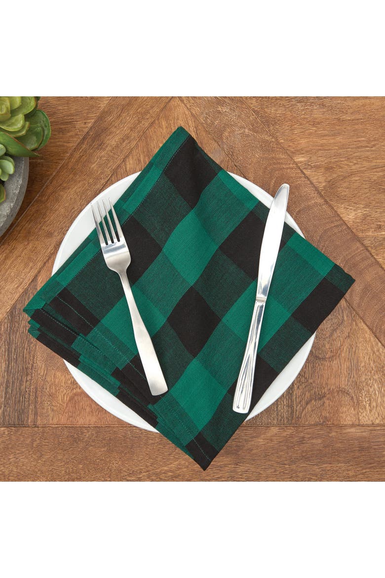 Franklin Spruce Black Napkin, Alternate, color, Green