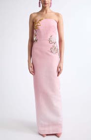 Oscar de la Renta Strapless Faille Column Gown