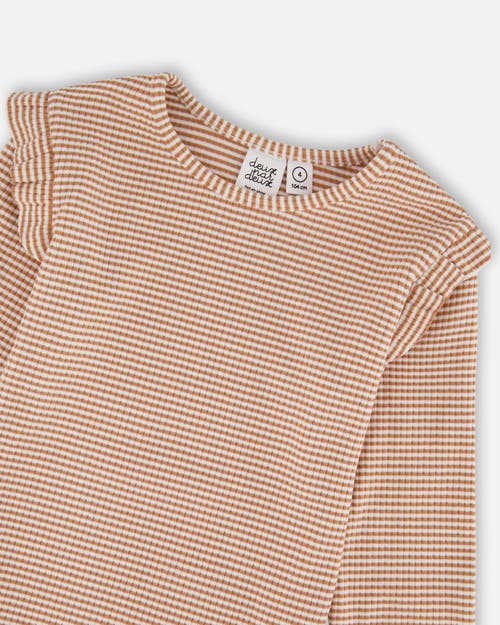 Deux Par Deux Rib Striped Top In Burgundy
