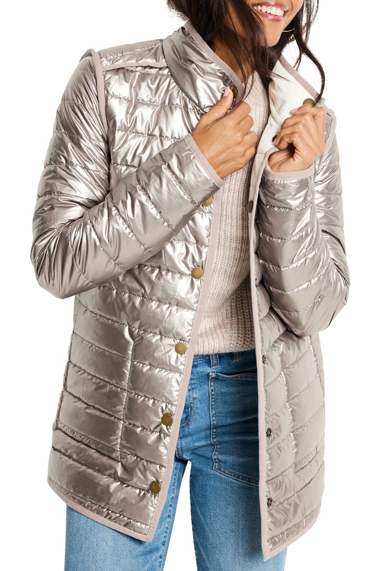 Reversible Puffer Jacket, Alternate, color, IVORY/ SILVER