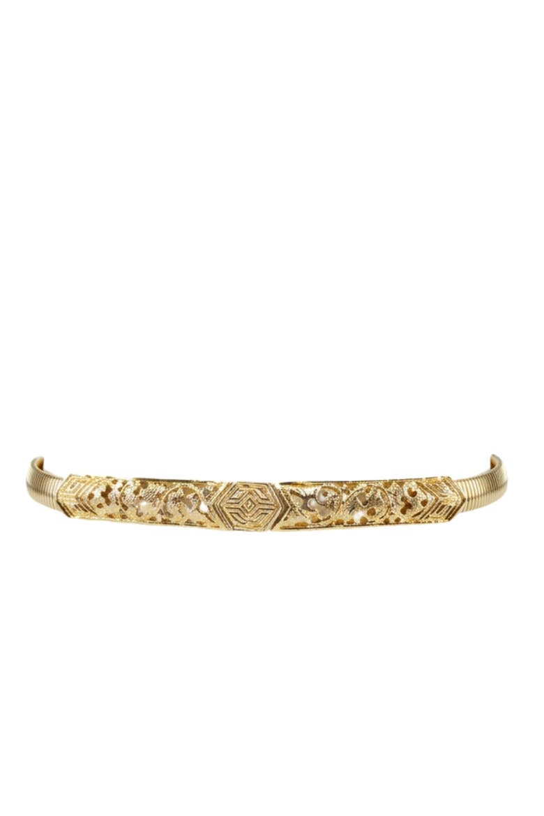 Vintage 1970s Gold-Tone Stretch Snake Belt, Main, color, Gold