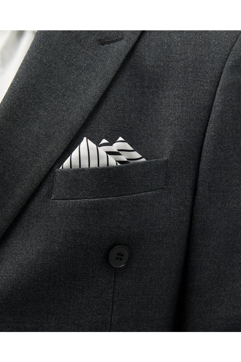 Pinstripe Silk Pocket Square, Alternate, color, Black & White
