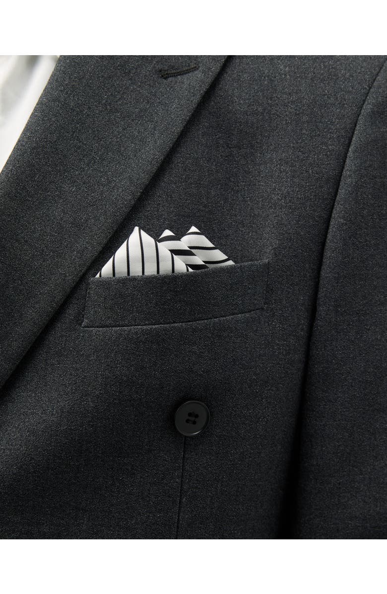 Knottery & Co Pinstripe Silk Pocket Square, Alternate, color, Black & White
