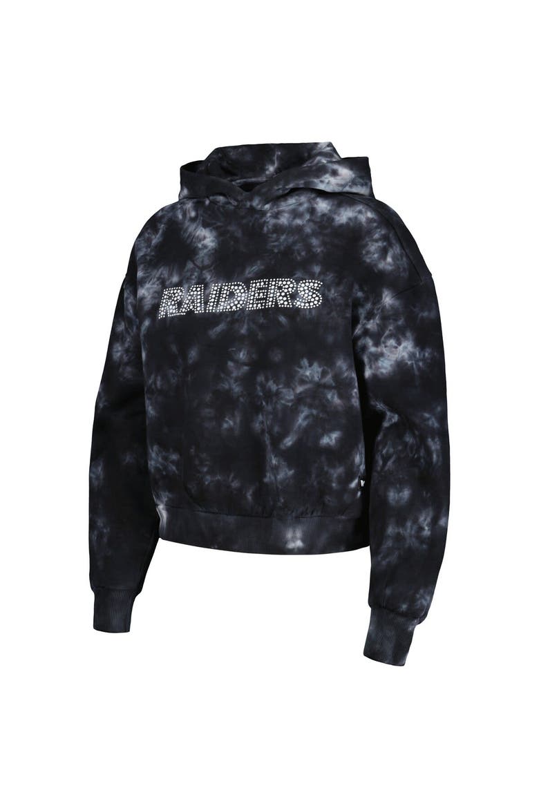 Women's The Wild Collective  Black Las Vegas Raiders Tie-Dye Cropped Pullover Hoodie, Alternate, color, Black