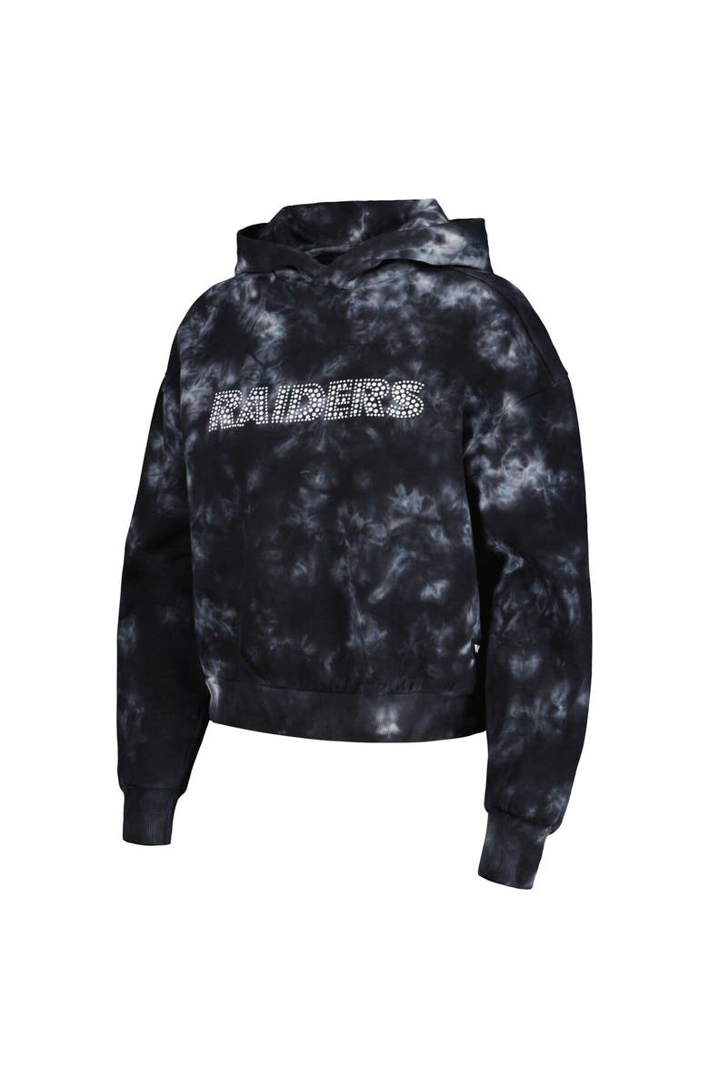 THE WILD COLLECTIVE Women's The Wild Collective  Black Las Vegas Raiders Tie-Dye Cropped Pullover Hoodie, Alternate, color, Black