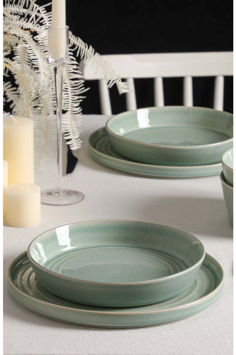 Claire Stoneware 12-Piece Dinnerware Set, Alternate, color, Green