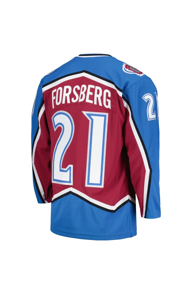 Mitchell & Ness Men's Mitchell & Ness Peter Forsberg Burgundy Colorado Avalanche  1995/96 Blue Line Player Jersey, Alternate, color, 
