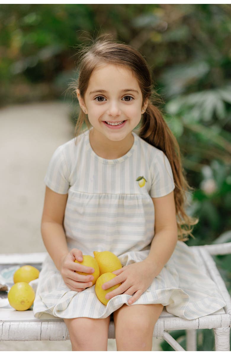 Ely's & Co. Lemon Peach Collection - Girls Short Sleeve Dress, Alternate, color, Lemon
