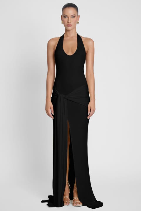 Heaven Halter Jersey Knot Maxi Dress