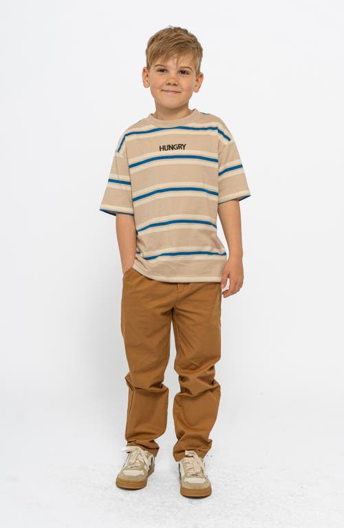 The New Kids' Nicky Oversize Stripe Organic Cotton T-shirt In Neutral