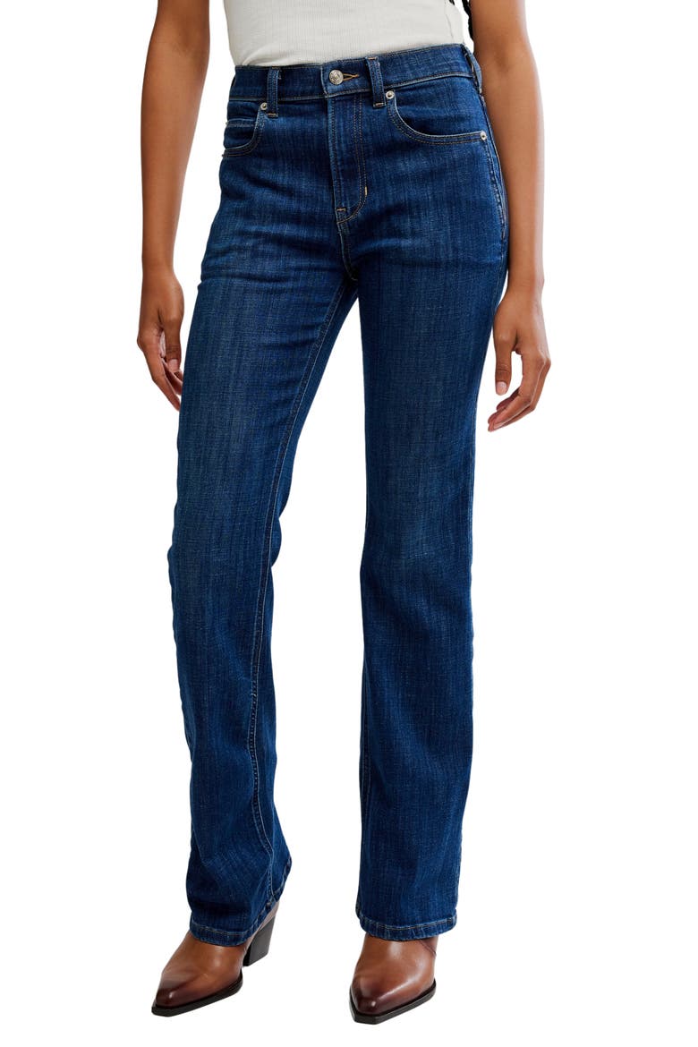 Double Knot High Waist Straight Leg Jeans, Main, color, AEGEAN