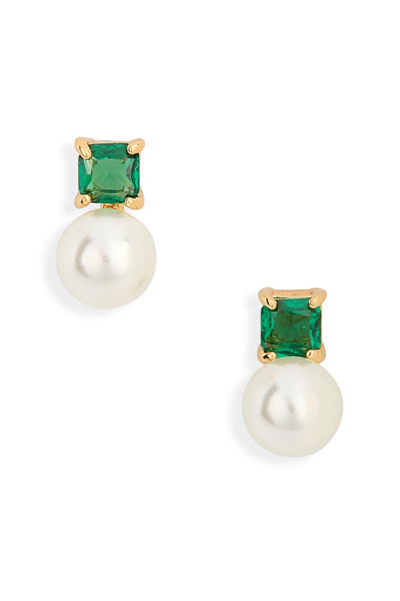 Little Gem Mini Stud Earrings, Alternate, color, EMERALD.