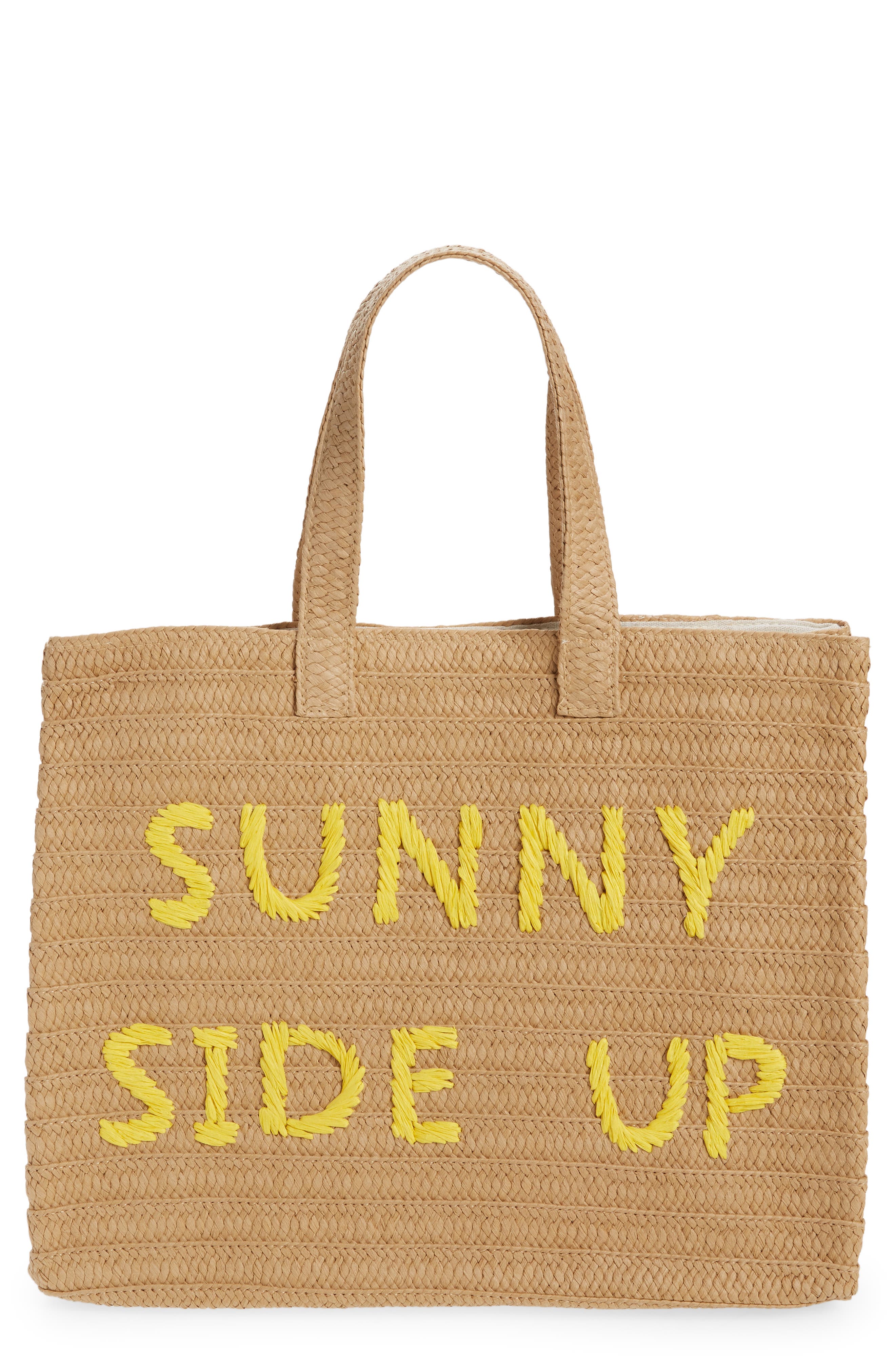 BTB Los Angeles Sunny Side Up Straw Tote, Main, color, 