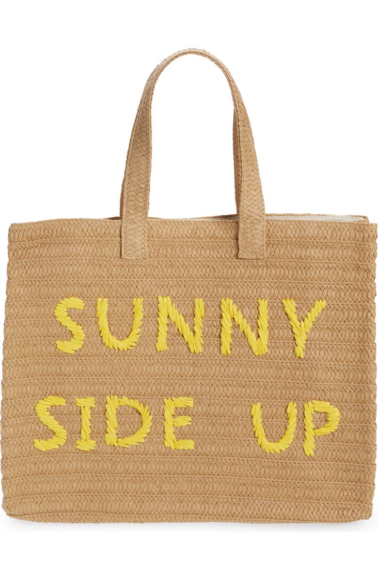 BTB Los Angeles Sunny Side Up Straw Tote, Main, color,