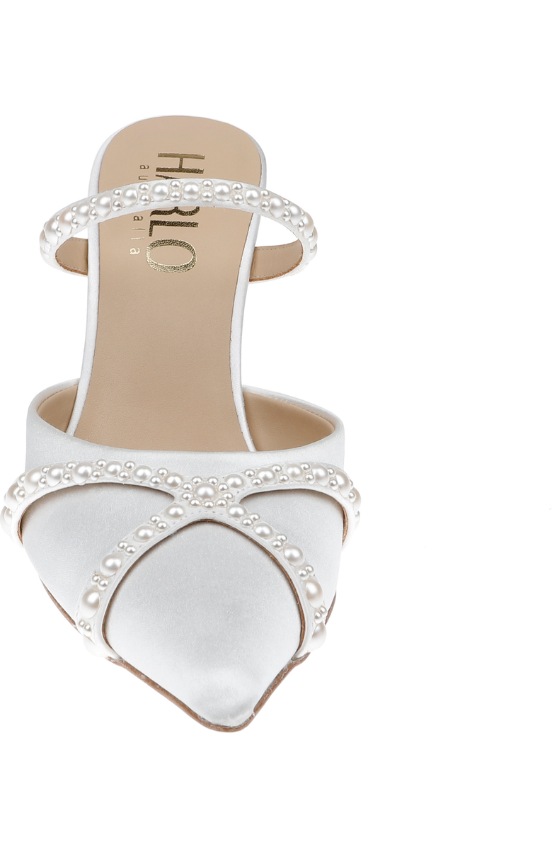 HARLO Grace - Satin Bridal Mule with Pearl Detail, Alternate, color, Soft White Satin