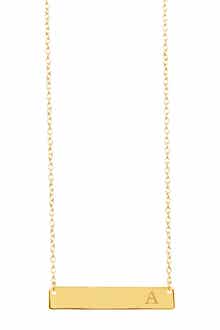 Sterling Forever 14K Yellow Gold Vermeil Bar Initial Necklace - Multiple Letters Available