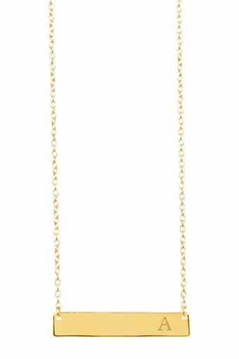 Sterling Forever 14K Yellow Gold Vermeil Bar Initial Necklace - Multiple Letters Available