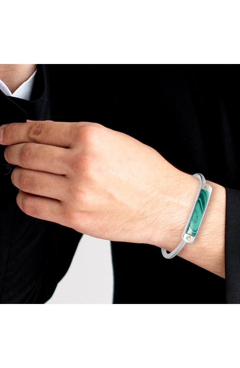 LuvMyJewelry Small ID Malachite Sterling Silver Men Cuff Bracelet, Alternate, color, Silver