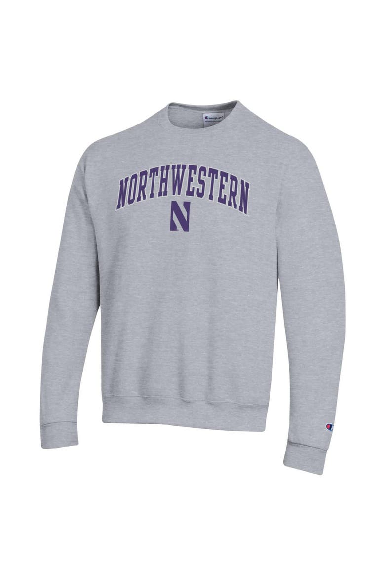 Men's Champion  Heather Gray Northwestern Wildcats Arch Over Logo Pullover Sweatshirt, Alternate, color, Heather Gray