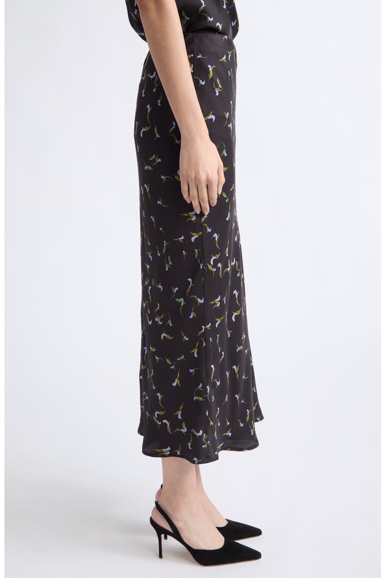 Casey Print Silk Skirt, Main, color, BLACK BOTANICAL