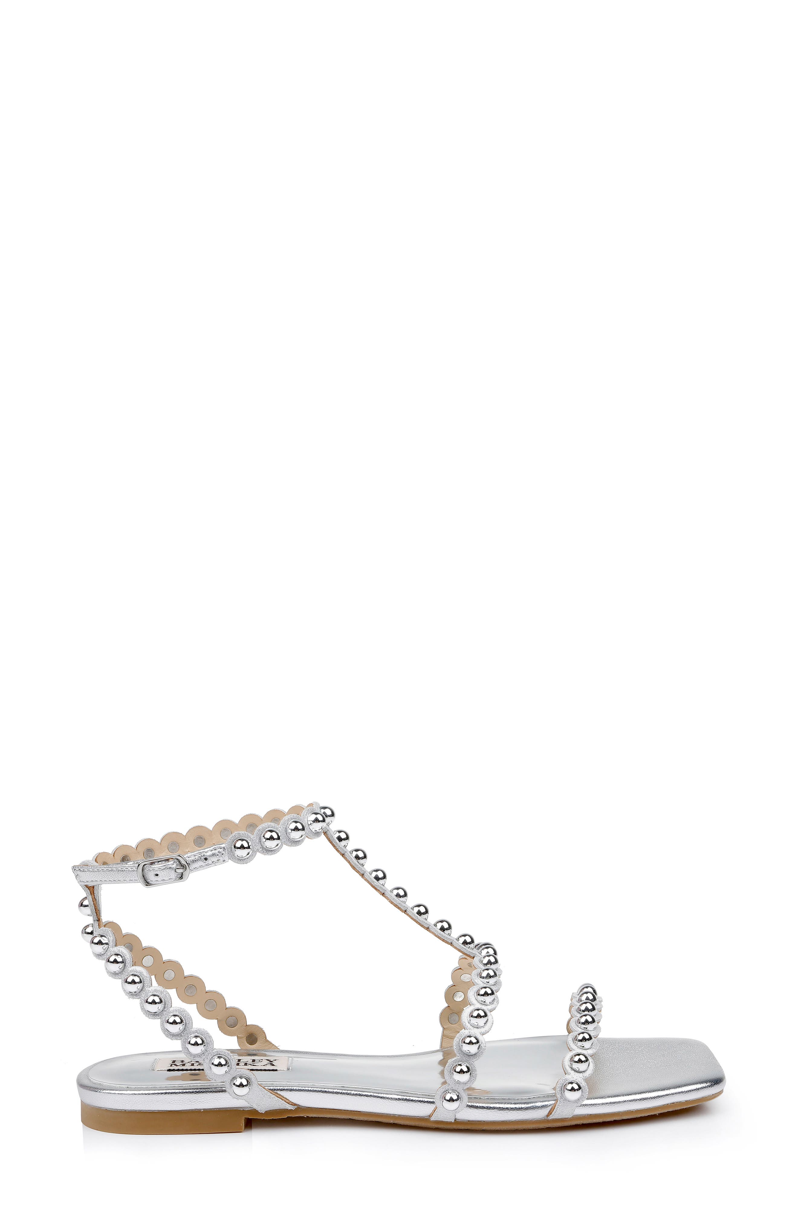 Badgley Mischka Collection Cami Embelished T-Strap Sandal, Alternate, color, Silver