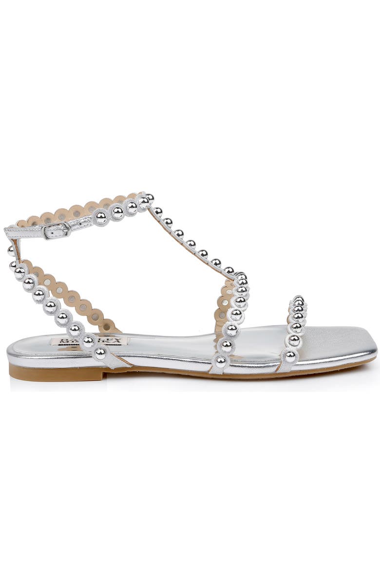 Badgley Mischka Collection Cami Embelished T-Strap Sandal, Alternate, color, Silver