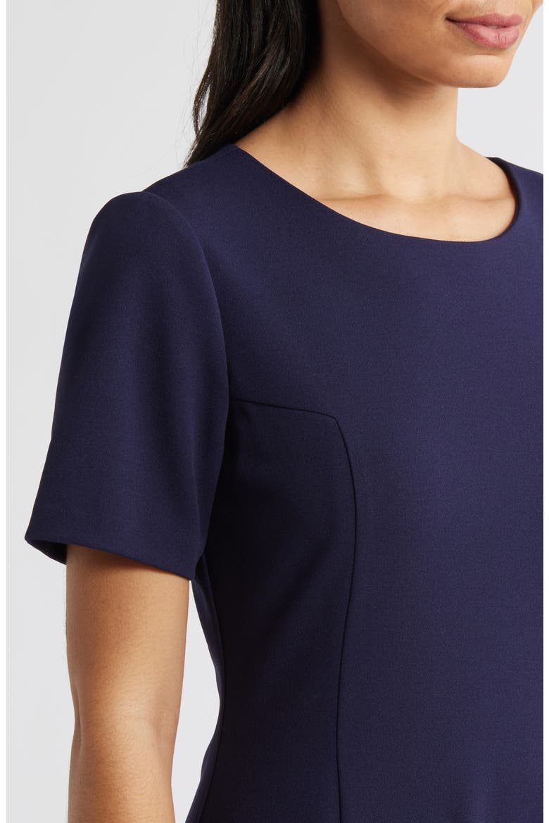 Kick Pleat Short Sleeve Stretch Crepe Dress, Alternate, color, MIDNIGHT NAVY
