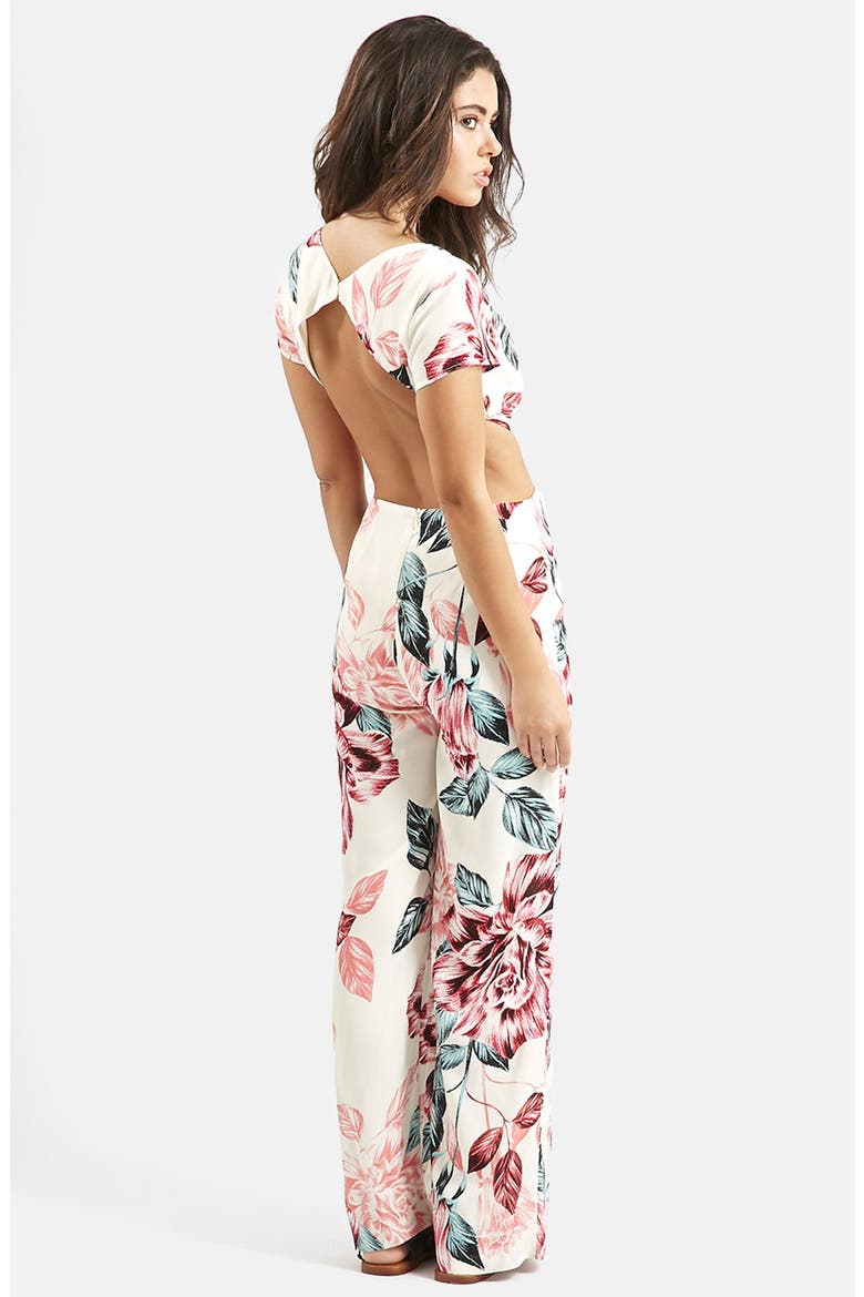 KENDALL + KYLIE at Topshop Floral Print Jumpsuit, Alternate, color, WHITE MULTI