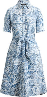 Lauren Ralph Lauren Paisley Print Linen Shirtdress