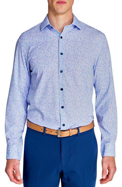 Slim Fit Micro Floral Performance Dress Shirt (Regular & Big)