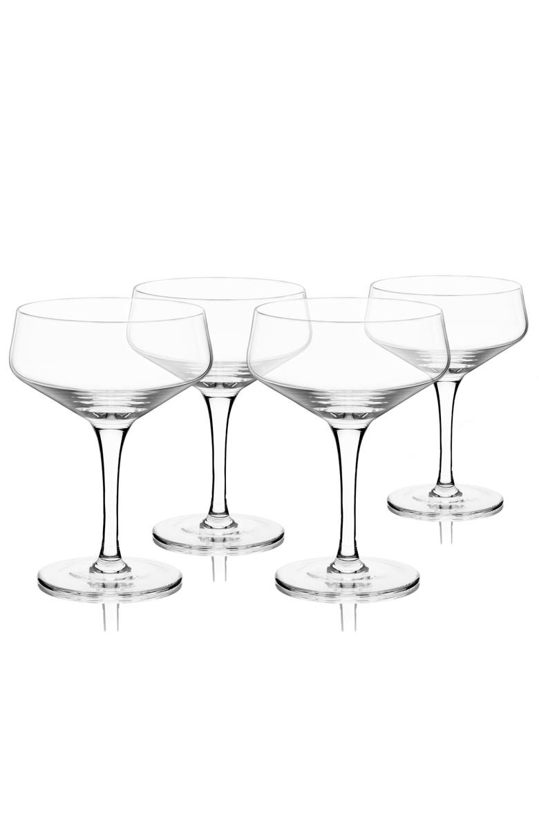 Viski Raye Crystal Angled Coupe Glasses Set of 4, Main, color, Clear