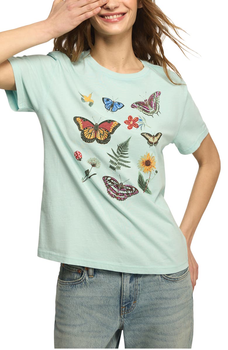 Lucky Brand Embellished Boyfriend Boyfriend T-Shirt, Main, color, Aqua Blue