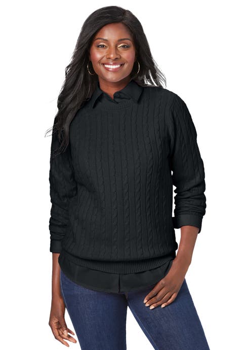 Cable Crewneck Sweater (Plus)