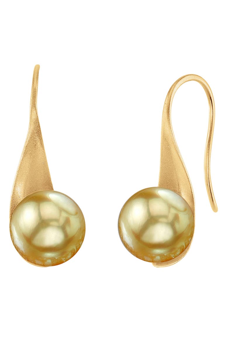 Golden South Sea Pearl Gaby Earrings, Main, color, Yellow Gold