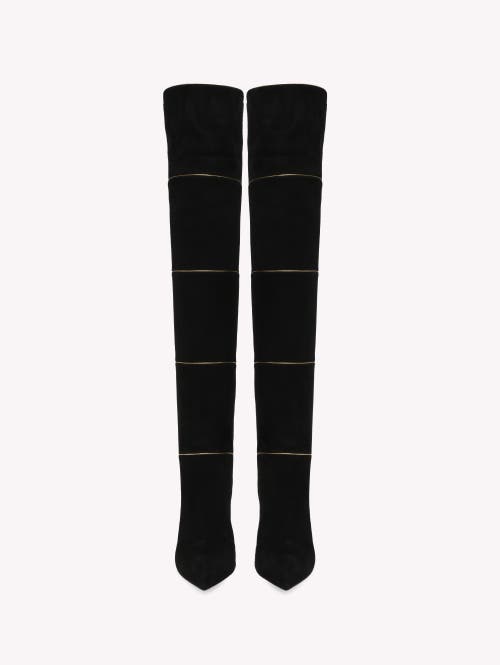 Gianvito Rossi Clarice 85 Metallic Leather-trimmed Suede Over-the-knee Boots