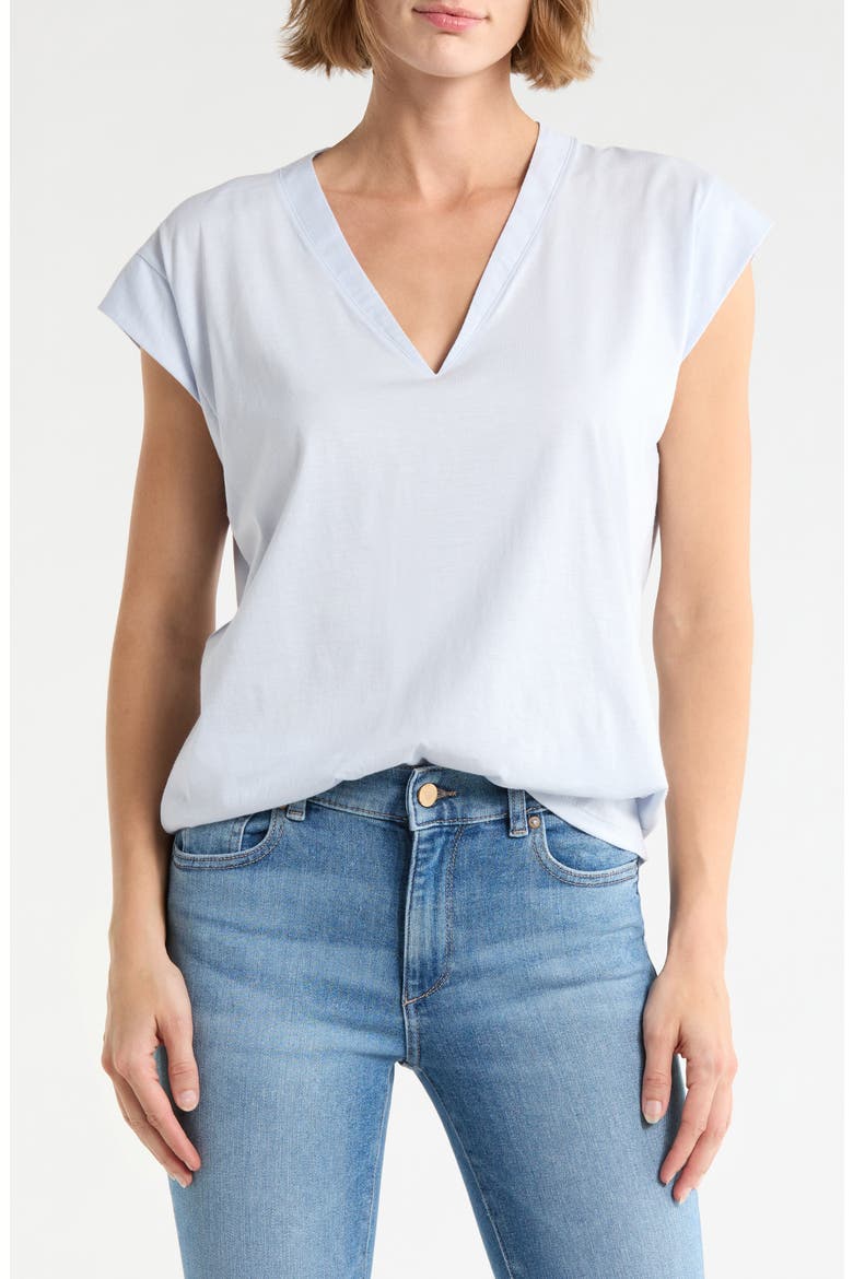 Pima Cotton V-Neck Tee, Main, color, CHAMBRAY BLUE