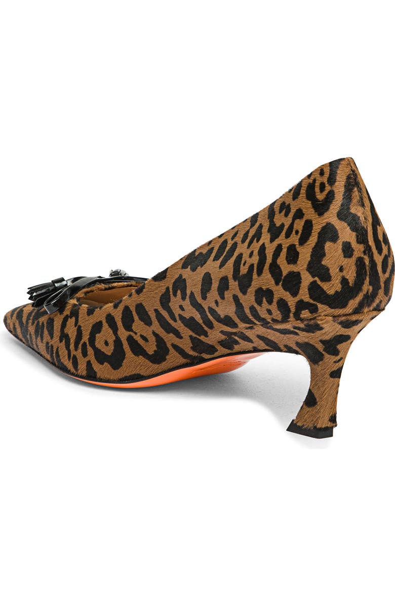 Santoni Mid-Heel Leopard-Print Pony Hair Pumps, Alternate, color, Brown