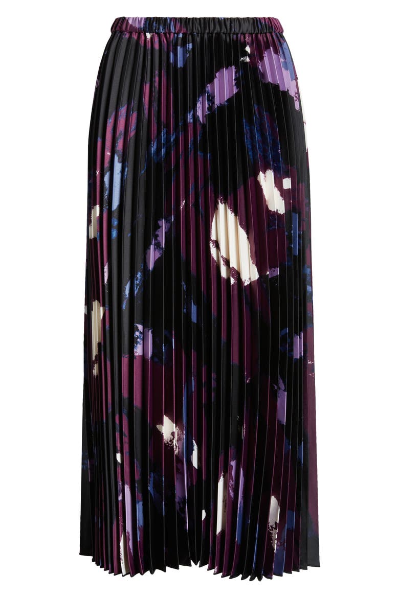 Abstract Print Pleated Skirt, Alternate, color, DEEP PLUM MULTI